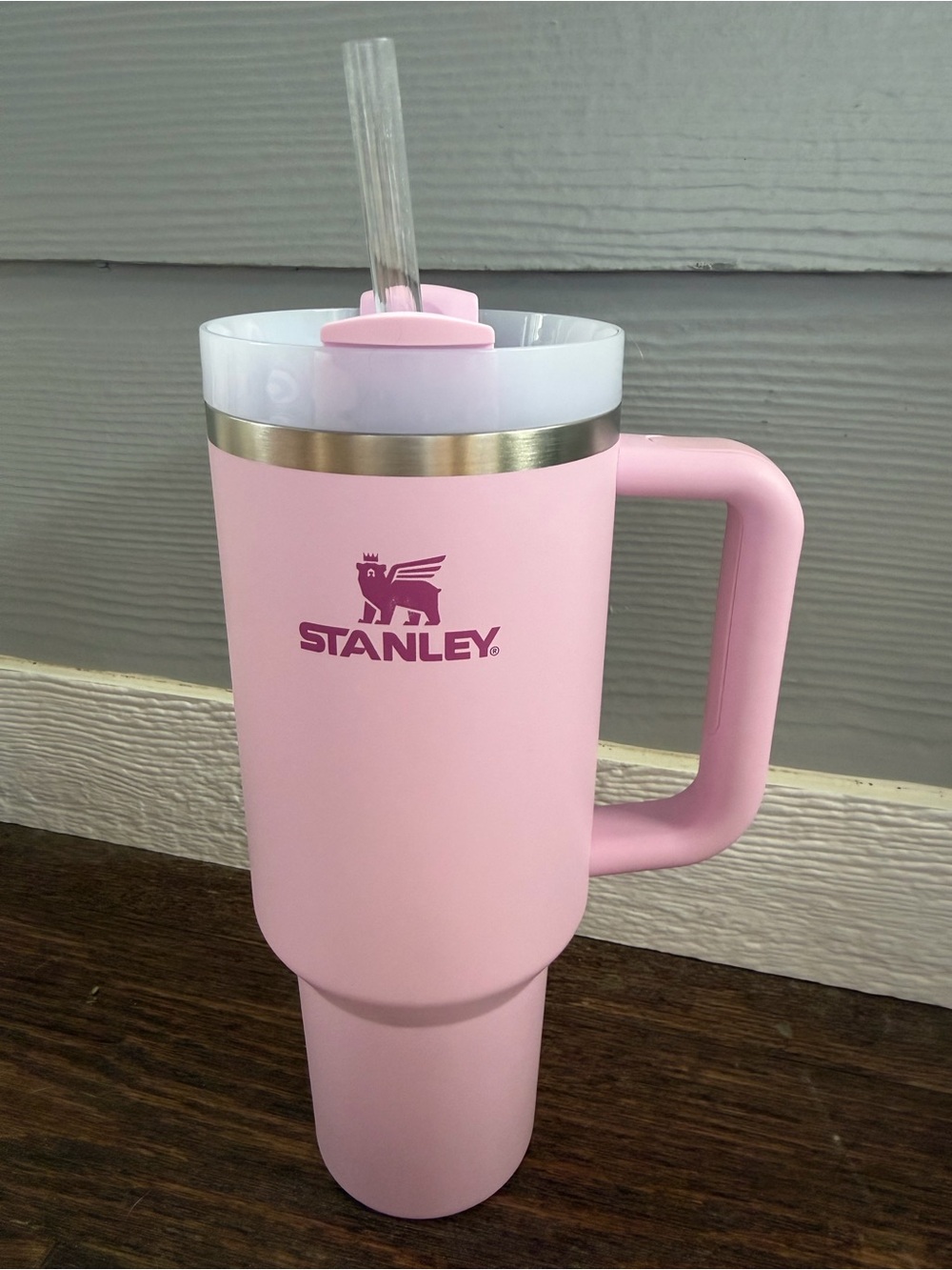 Stanley Pink Travel Mug with Handle and Straw 40oz